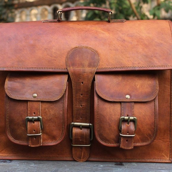 Vintage Leather Laptop Messenger Bag - Picture 5 of 6